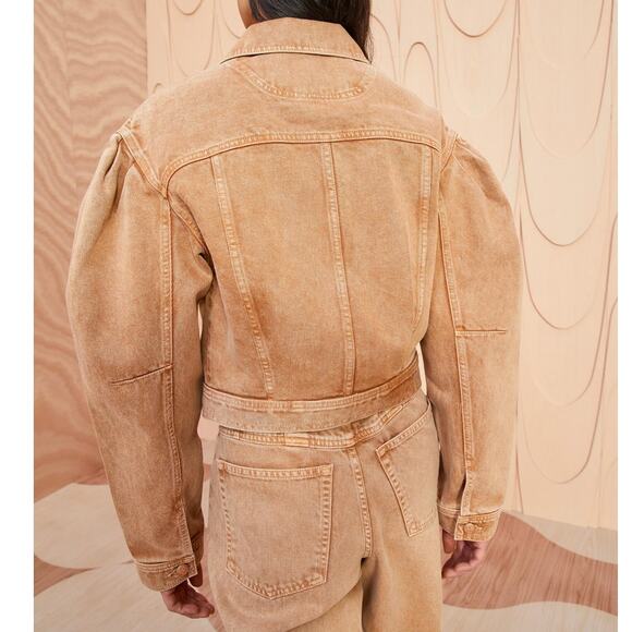 Ulla Johnson Cosette Jacket Stone Wash Denim Puff Sleeve Size Large Rare Runway - Picture 9 of 13